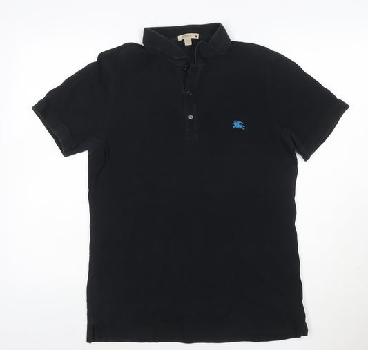Burberry Brit Men's Black Cotton Polo Shirt Size L Short Sleeve