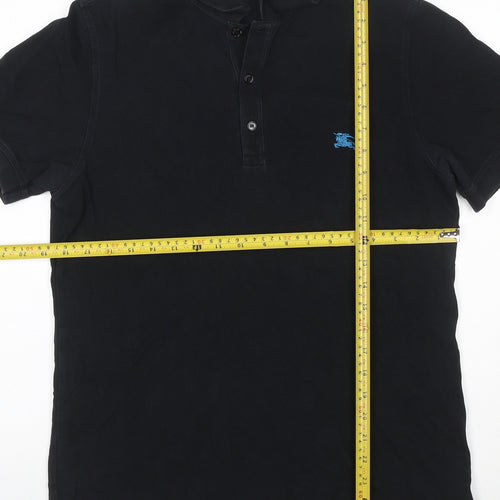 Burberry Brit Men's Black Cotton Polo Shirt Size L Short Sleeve