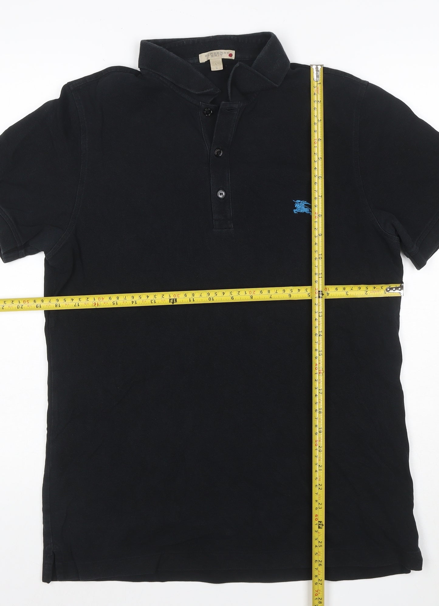 Burberry Brit Men's Black Cotton Polo Shirt Size L Short Sleeve