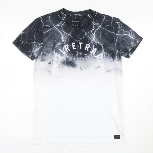 Firetrap Men's Black & White Lightning Graphic T-Shirt UK S