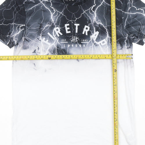 Firetrap Men's Black & White Lightning Graphic T-Shirt UK S