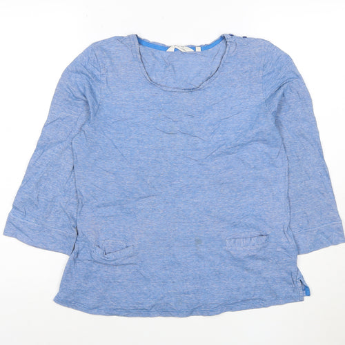 Seasalt Cornwall Women Blue 3/4 Sleeve Organic Cotton Tunic Top UK 12