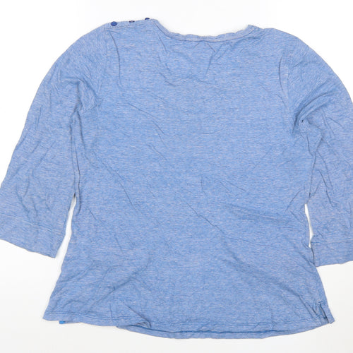 Seasalt Cornwall Women Blue 3/4 Sleeve Organic Cotton Tunic Top UK 12