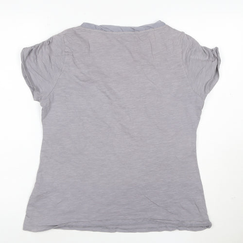 Rocha John Rocha Women's Grey Embroidered Floral T-Shirt Size 16