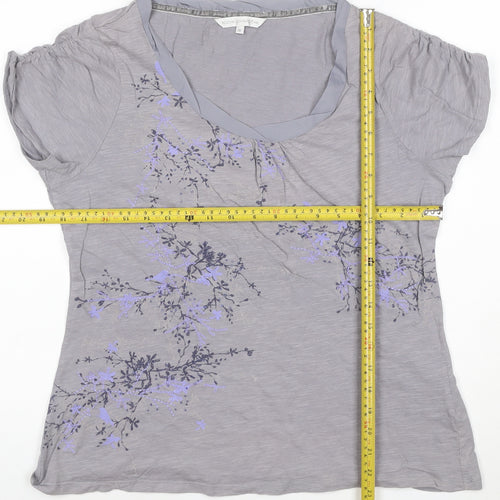 Rocha John Rocha Women's Grey Embroidered Floral T-Shirt Size 16