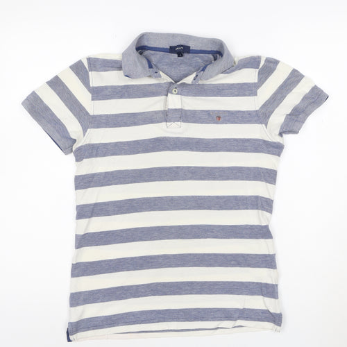 Gant Men's Blue Striped Cotton Polo Shirt Size S Regular Fit