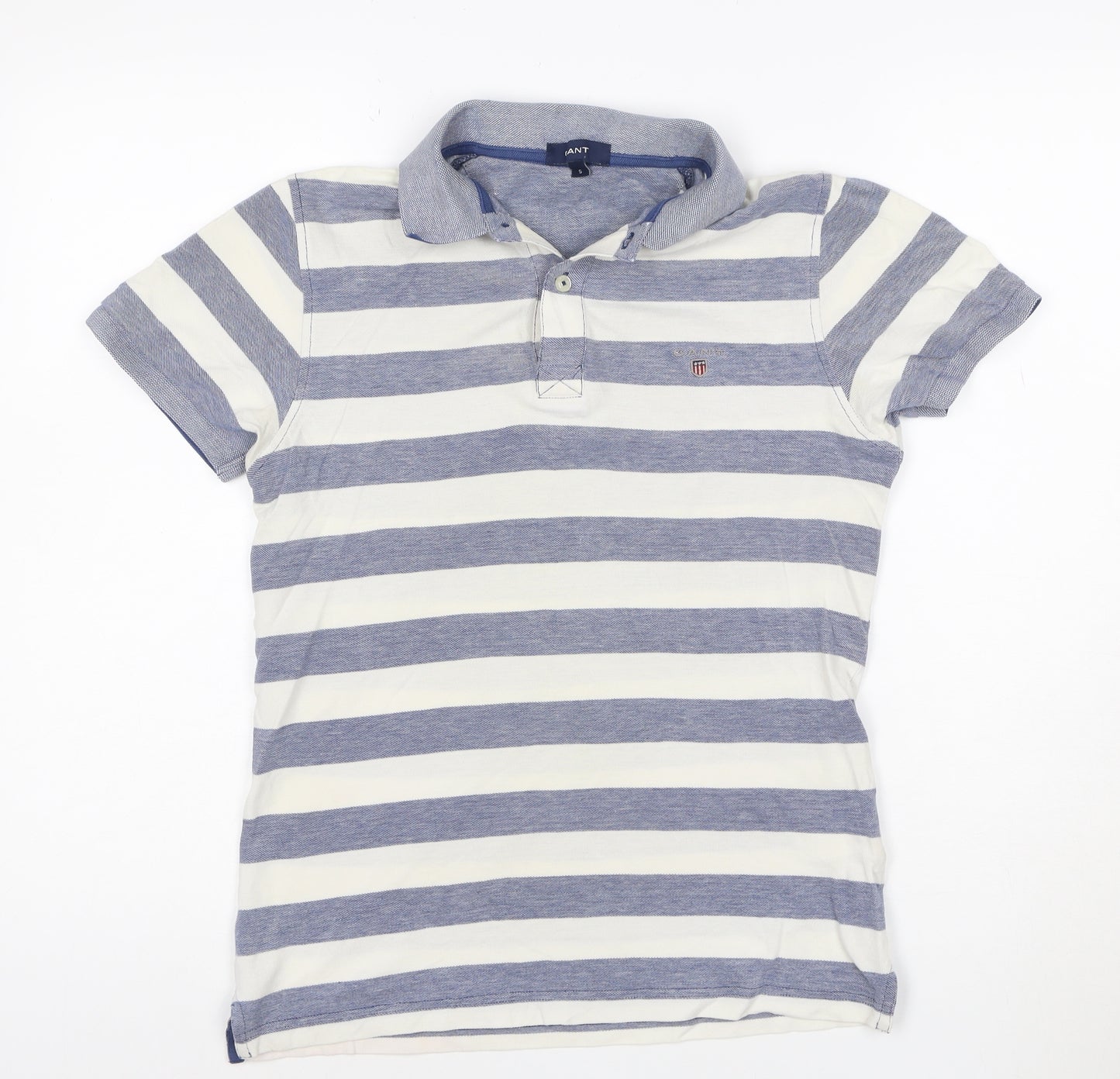 Gant Men's Blue Striped Cotton Polo Shirt Size S Regular Fit