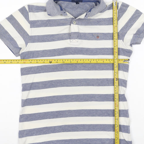 Gant Men's Blue Striped Cotton Polo Shirt Size S Regular Fit