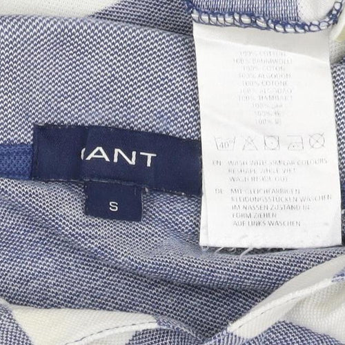 Gant Men's Blue Striped Cotton Polo Shirt Size S Regular Fit