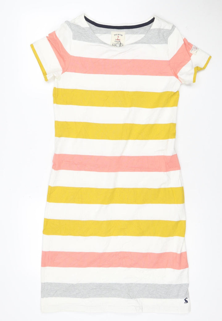 Joules Women's Multicoloured Striped Cotton T-Shirt Dress Size 10