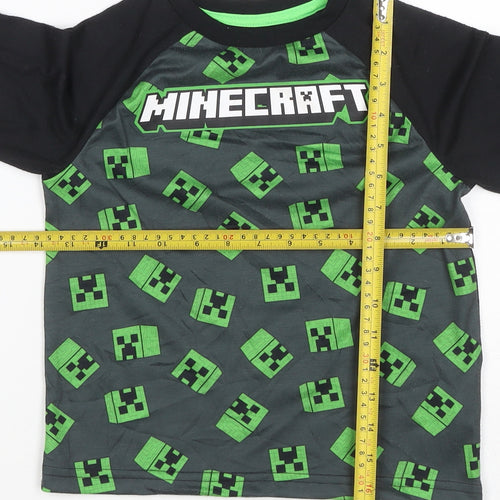 Minecraft Boys Black Long Sleeve Creeper Graphic Polyester T-Shirt 7-8 Years
