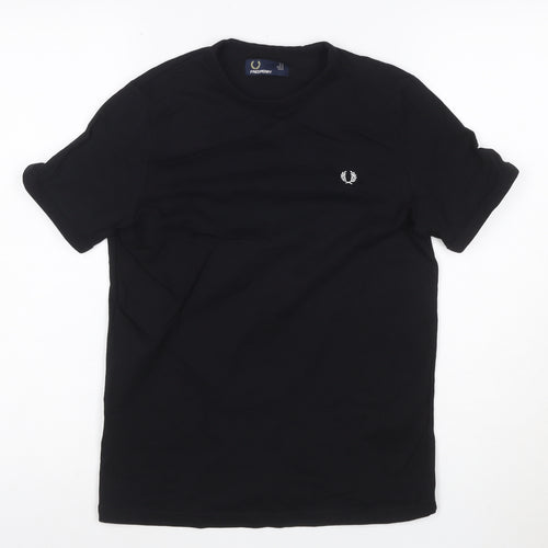 Fred Perry Women's Black Cotton Stretch Crew Neck T-Shirt Size 6