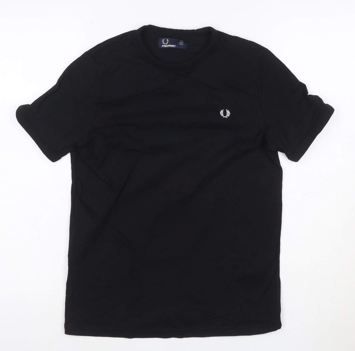 Fred Perry Women's Black Cotton Stretch Crew Neck T-Shirt Size 6
