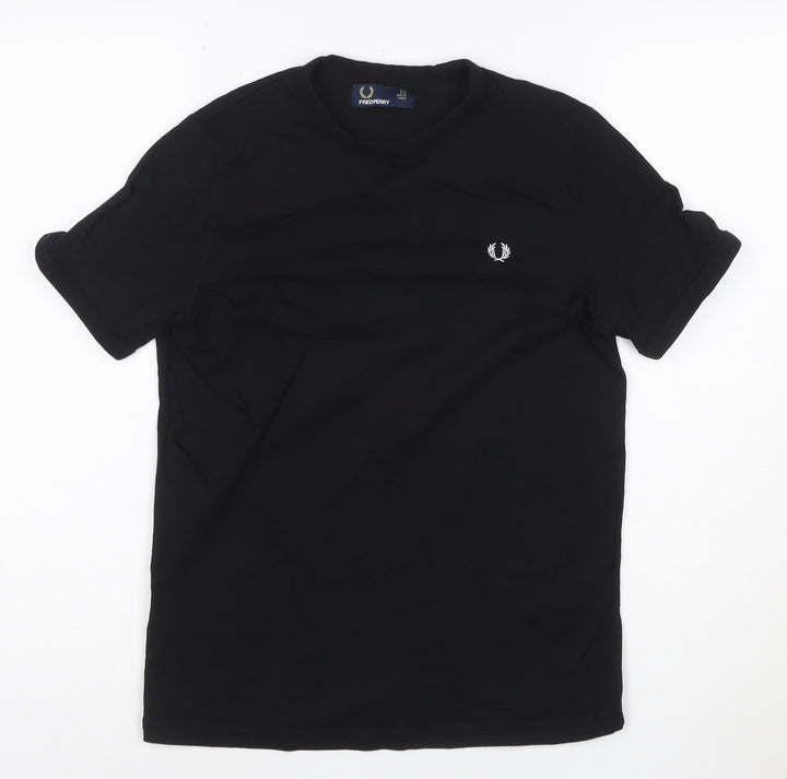 Fred Perry Women's Black Cotton Stretch Crew Neck T-Shirt Size 6