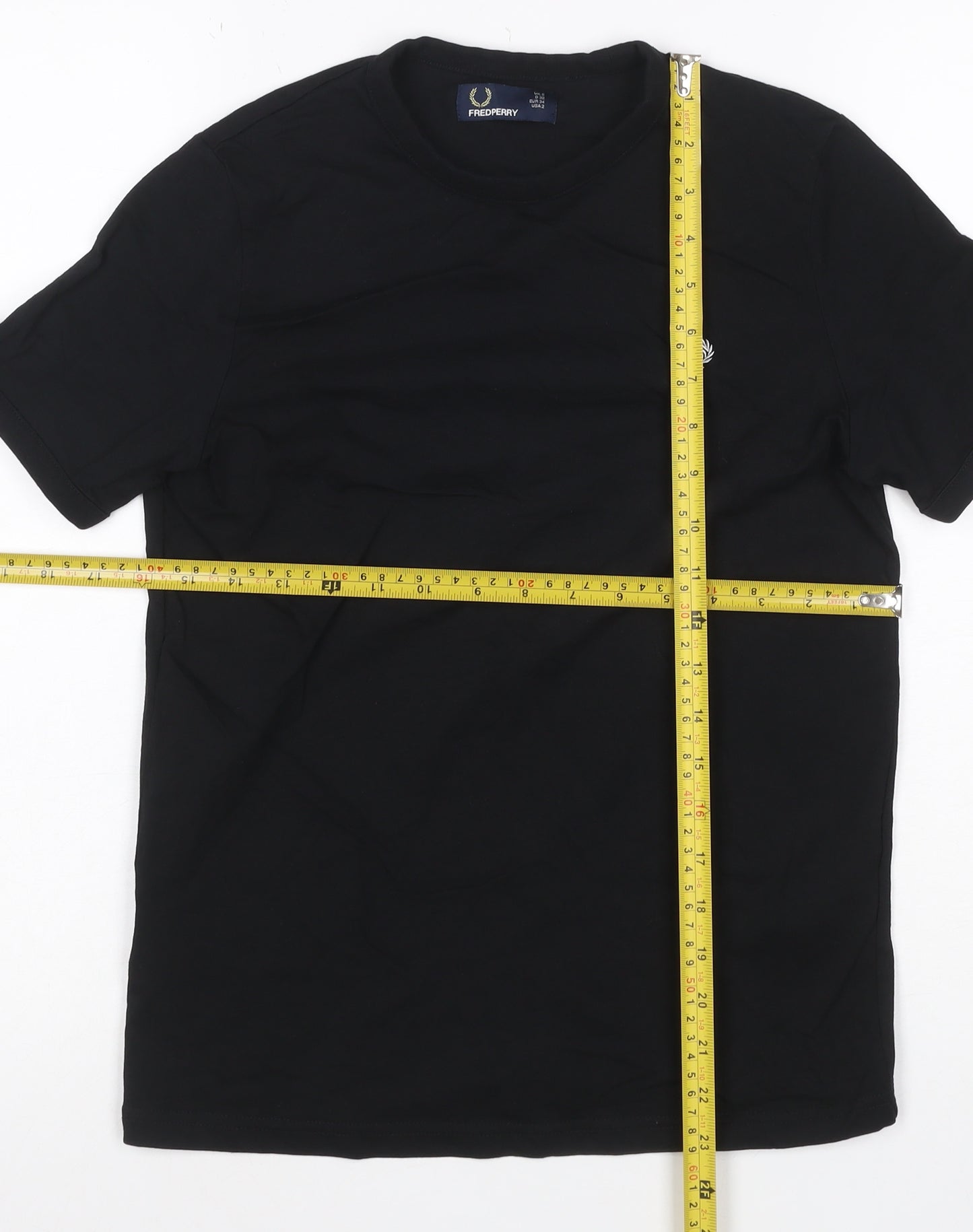 Fred Perry Women's Black Cotton Stretch Crew Neck T-Shirt Size 6