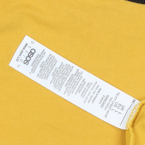 ASOS Design Men's Yellow Crew Neck Short Sleeve T-Shirt Size L