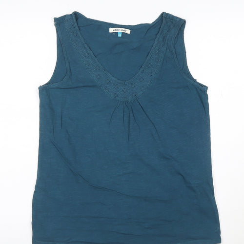 White Stuff Womens Blue V-Neck Sleeveless Cotton Top Size 12