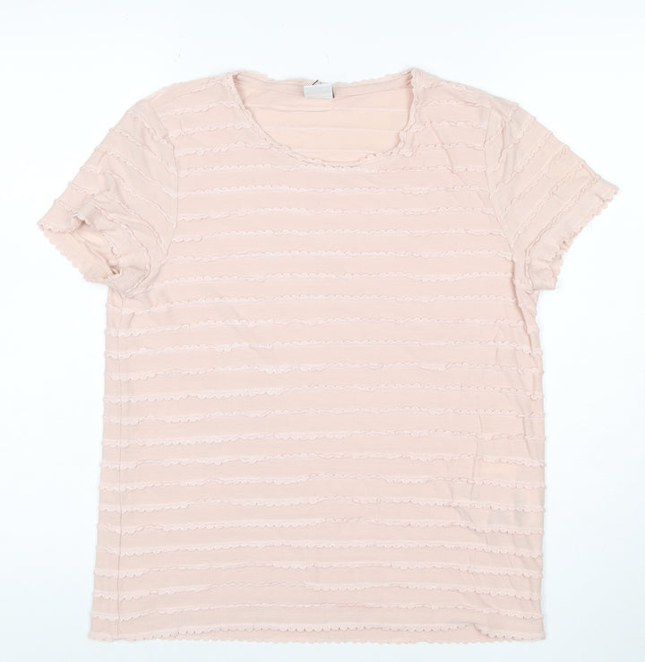 Vero Moda Womens Pink Short Sleeve Ruffle Jersey T-Shirt M