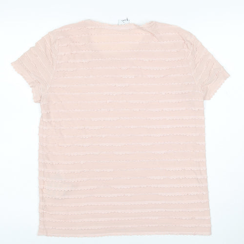 Vero Moda Womens Pink Short Sleeve Ruffle Jersey T-Shirt M