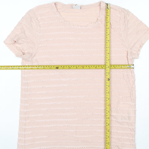 Vero Moda Womens Pink Short Sleeve Ruffle Jersey T-Shirt M