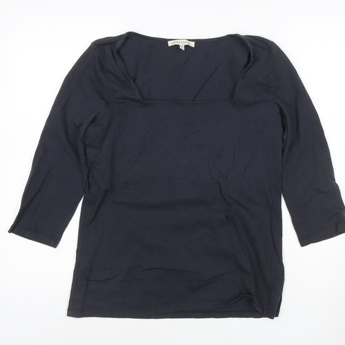 Laura Ashley Women's Blue 3/4 Sleeve Cotton Jersey T-Shirt UK 14