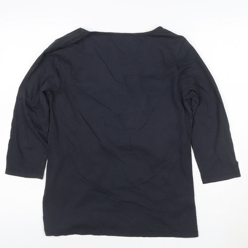 Laura Ashley Women's Blue 3/4 Sleeve Cotton Jersey T-Shirt UK 14