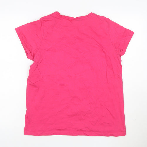 Slazenger Womens Pink V-Neck Short Sleeve Cotton T-Shirt Size 14