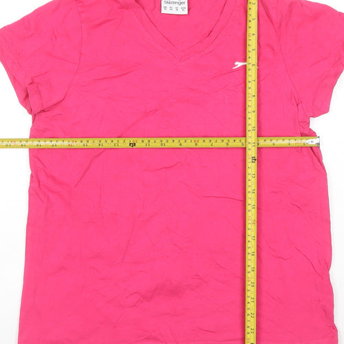 Slazenger Womens Pink V-Neck Short Sleeve Cotton T-Shirt Size 14