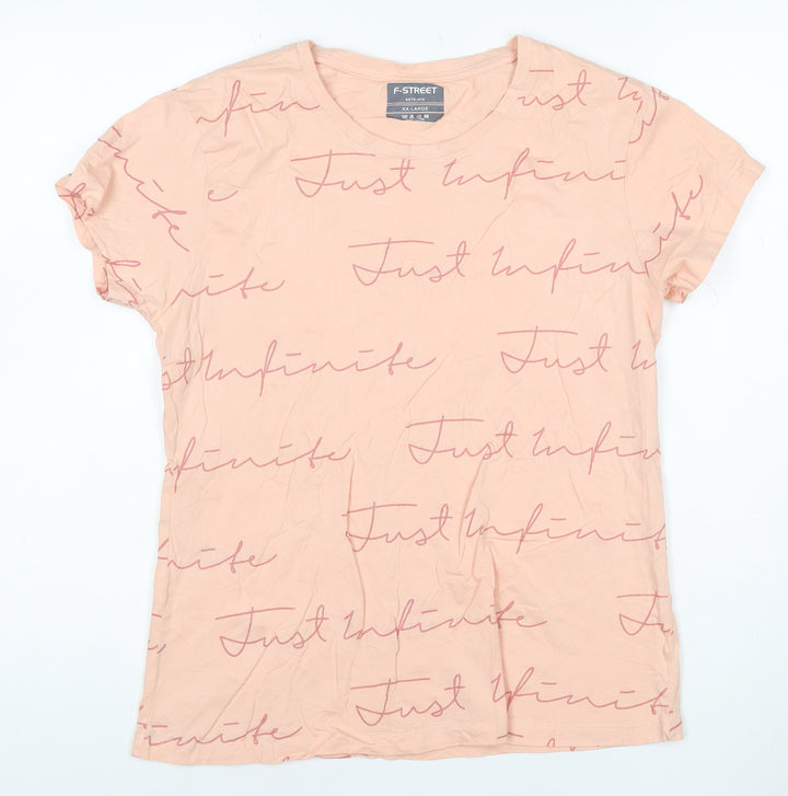 F-Street Women's Pink Just Infinite Graphic Cotton T-Shirt 2XL