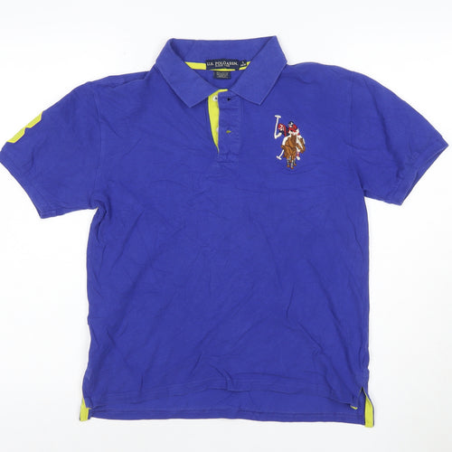 U.S. Polo Assn. Women's Blue Cotton Polo Shirt Size L