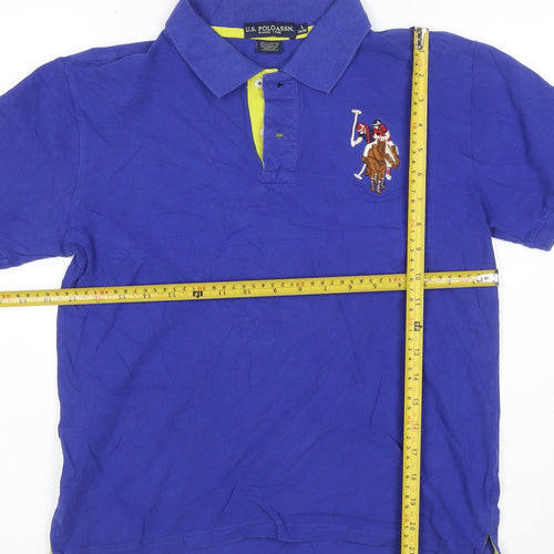 U.S. Polo Assn. Women's Blue Cotton Polo Shirt Size L
