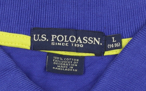 U.S. Polo Assn. Women's Blue Cotton Polo Shirt Size L