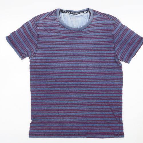 FatFace Men Blue Striped Short Sleeve Cotton Polo S