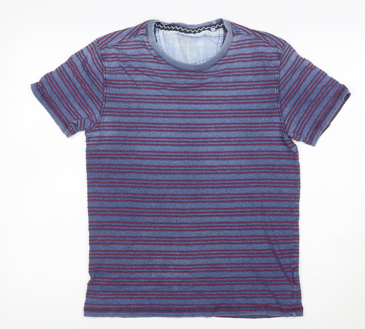 FatFace Men Blue Striped Short Sleeve Cotton Polo S