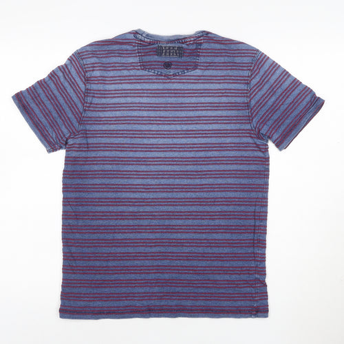 FatFace Men Blue Striped Short Sleeve Cotton Polo S