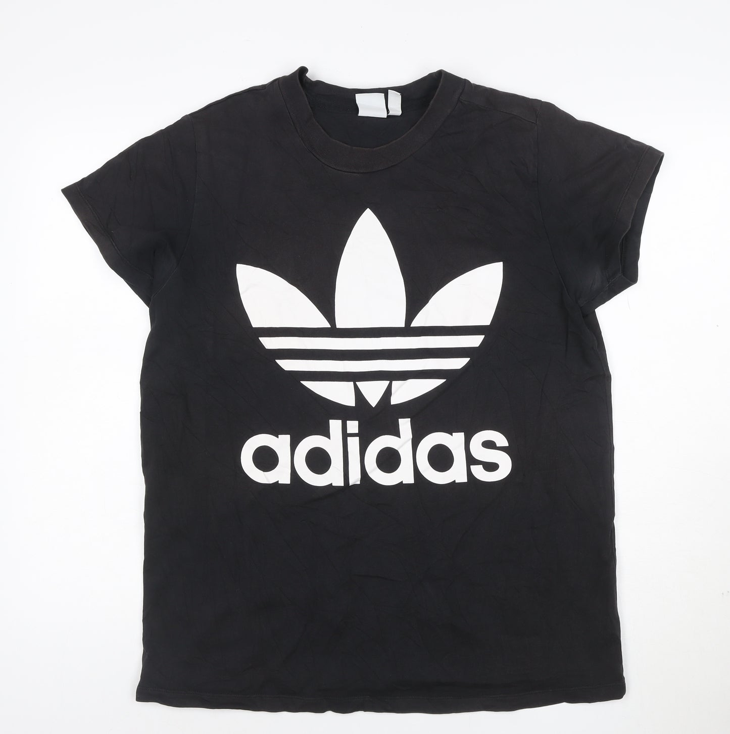 adidas Men Black Short Sleeve Cotton Crew Neck Graphic Logo T-Shirt S