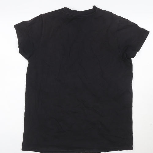 adidas Men Black Short Sleeve Cotton Crew Neck Graphic Logo T-Shirt S