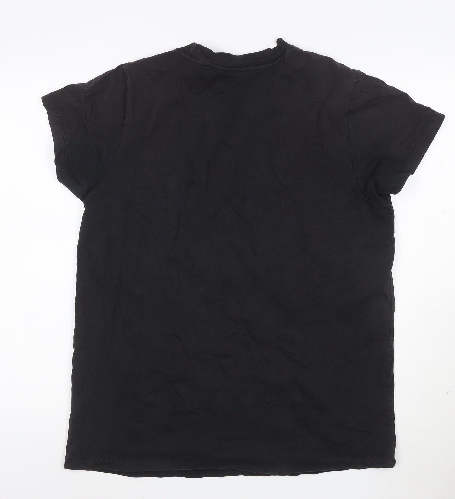 adidas Men Black Short Sleeve Cotton Crew Neck Graphic Logo T-Shirt S