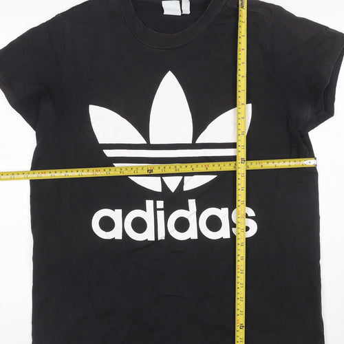 adidas Men Black Short Sleeve Cotton Crew Neck Graphic Logo T-Shirt S