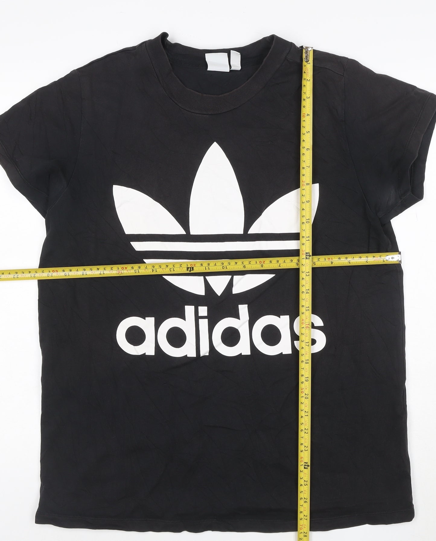 adidas Men Black Short Sleeve Cotton Crew Neck Graphic Logo T-Shirt S