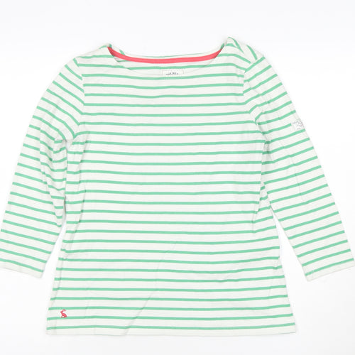 Joules Women Green Striped Long Sleeve Nautical Cotton Top Size 10