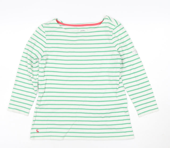 Joules Women Green Striped Long Sleeve Nautical Cotton Top Size 10
