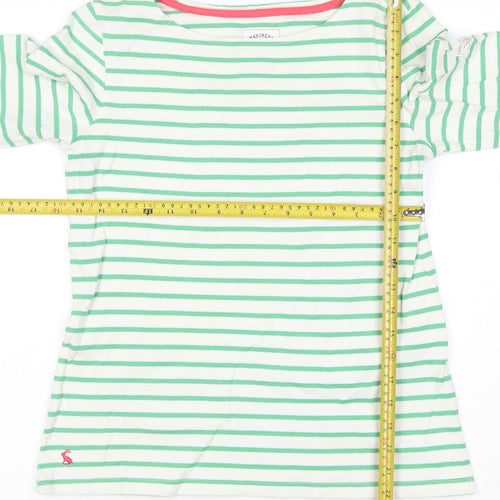 Joules Women Green Striped Long Sleeve Nautical Cotton Top Size 10