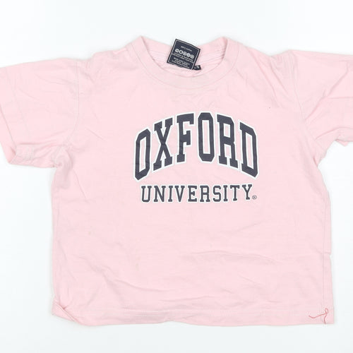 Oxford University Girls Pink T-Shirt 5-6 Years 100% Cotton Casual Tee