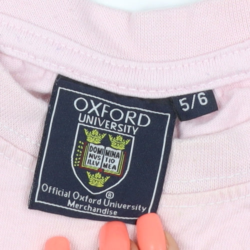 Oxford University Girls Pink T-Shirt 5-6 Years 100% Cotton Casual Tee