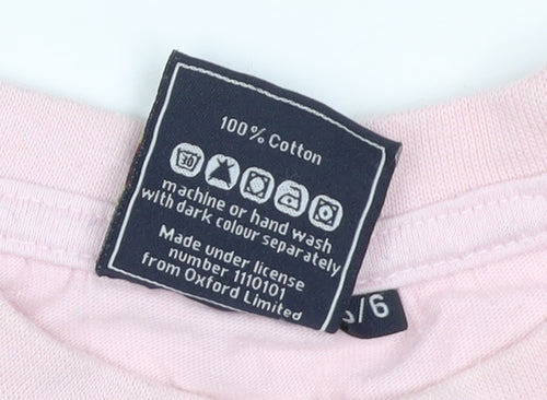 Oxford University Girls Pink T-Shirt 5-6 Years 100% Cotton Casual Tee