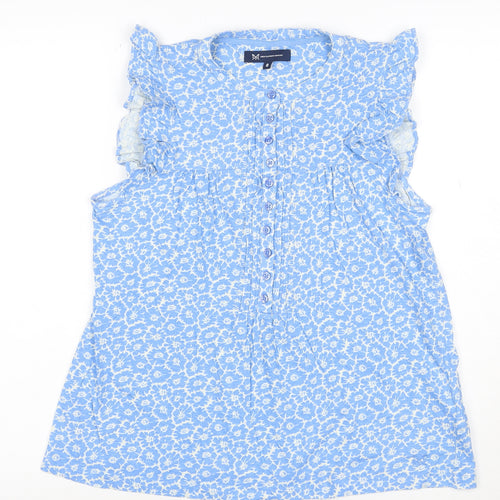 Crew Clothing Women Blue Floral Sleeveless Tunic Blouse Size 8