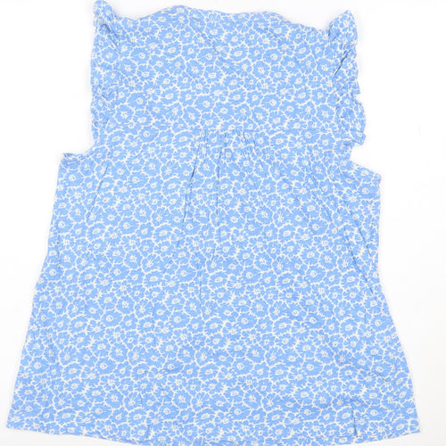 Crew Clothing Women Blue Floral Sleeveless Tunic Blouse Size 8