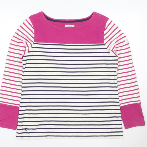 Joules Womens Multicoloured Striped Long Sleeve Cotton T-Shirt Size 14
