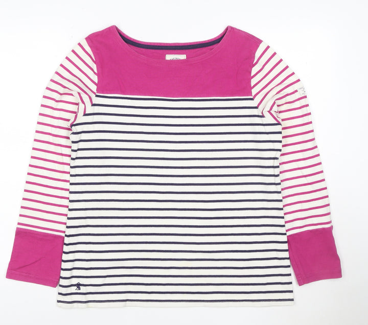 Joules Womens Multicoloured Striped Long Sleeve Cotton T-Shirt Size 14
